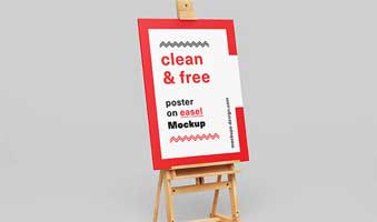 Free Poster Plus Easel Scene Mockup in PSD psdly
