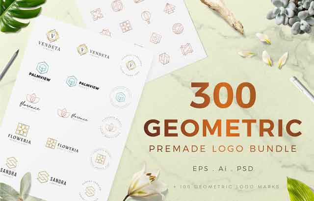 300 Geometric Premade Logo Bundle ByXpertgraphicD Creativemarket Free Download