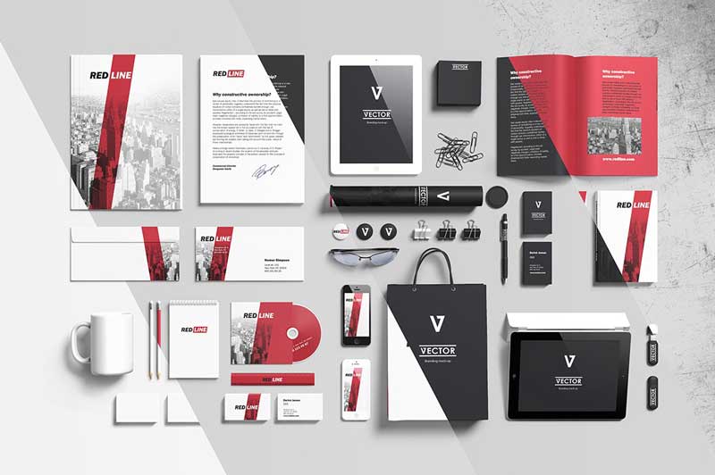 Branding elements mock ups PSD Free