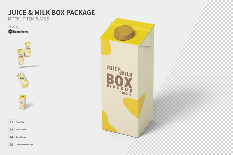 Juice and milk box Mockup FH