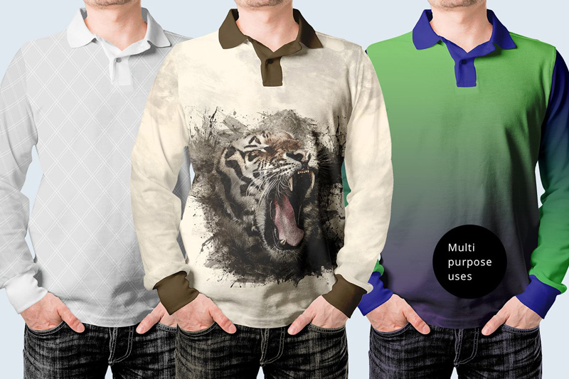 Long Sleeve Men Polo Shirt Mockup Long Sleeve Men Polo Shirt Mockup