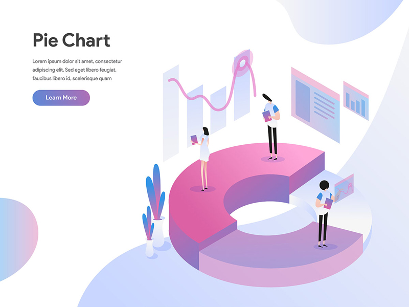 Pie Chart Isometric Illustration