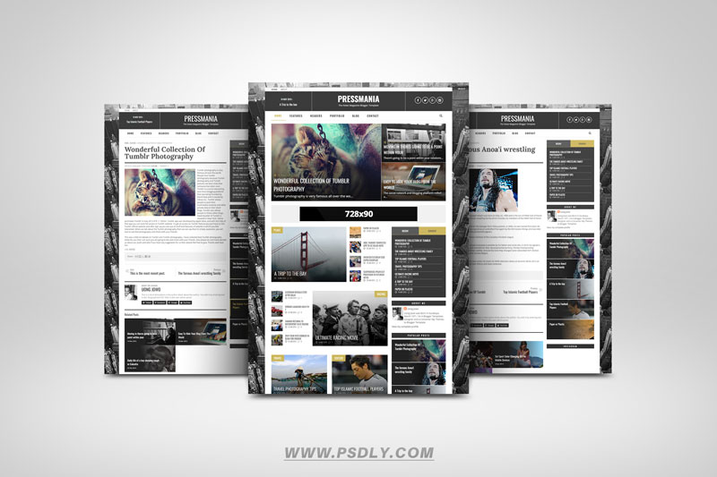 PressMania Responsive Magazine Blogger Template Premium Free