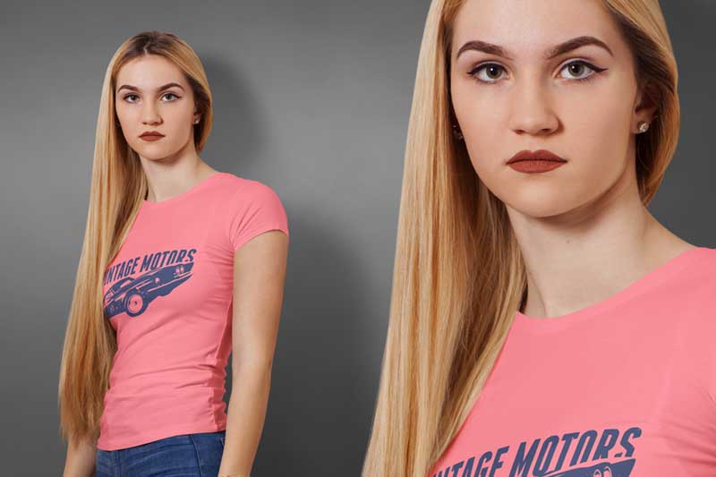 Crew Neck T shirt Mock up Female Version 3 1