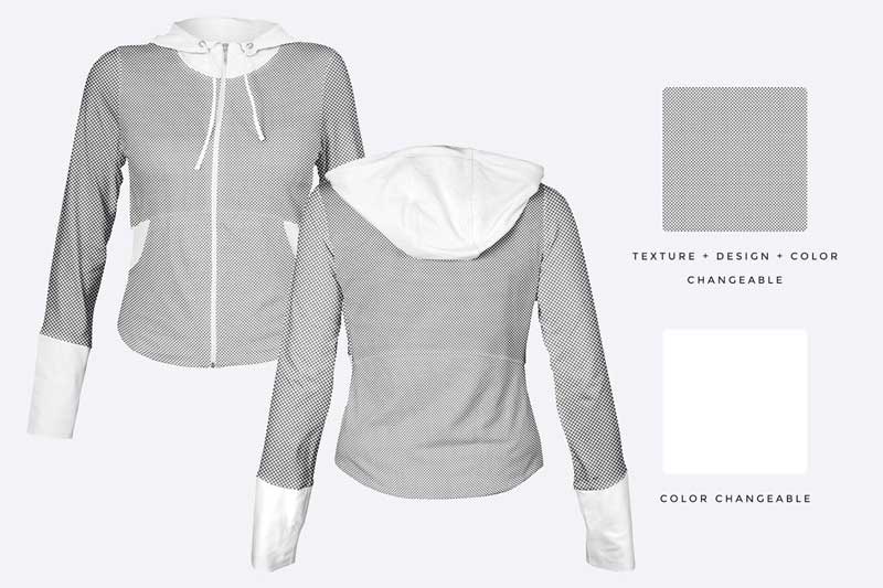 Female Zip Front Hoodie Mockup 5 Female Zip Front Hoodie Mockup 4
