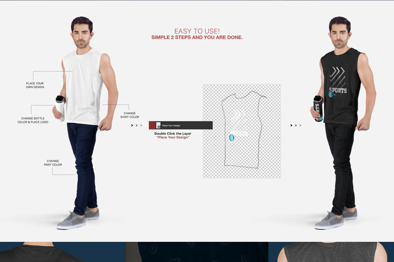 Mens Sleeveless Shirt Mockup Set 2 Men2527s Sleeveless Shirt Mockup Set 1