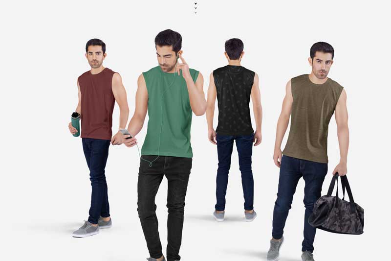 Mens Sleeveless Shirt Mockup Set 5 Men2527s Sleeveless Shirt Mockup Set 4