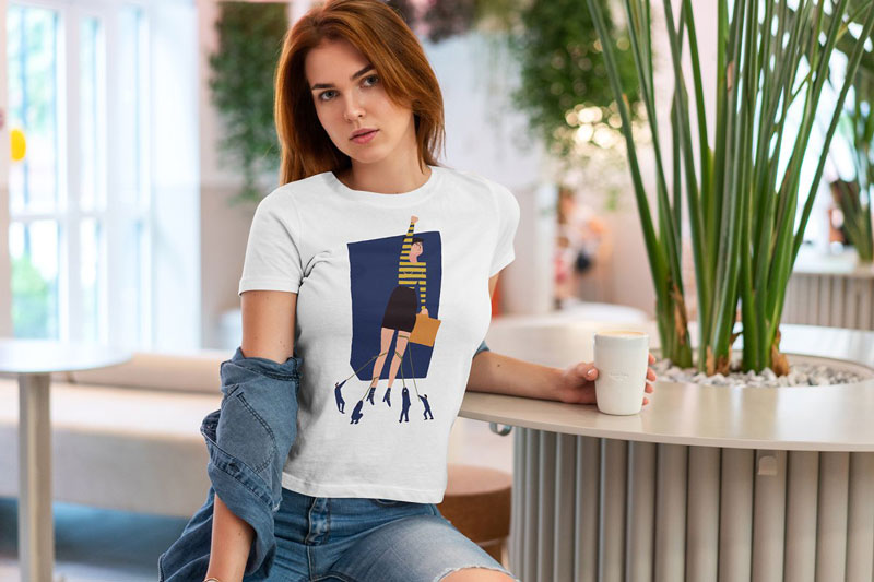 T Shirt Mock Up Walking Girl 5