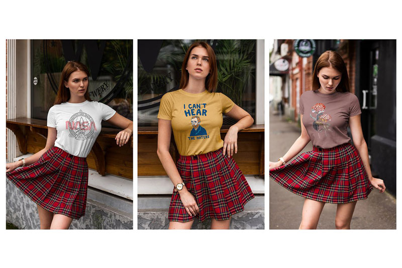 T Shirt Mock Up Walking Girl 8