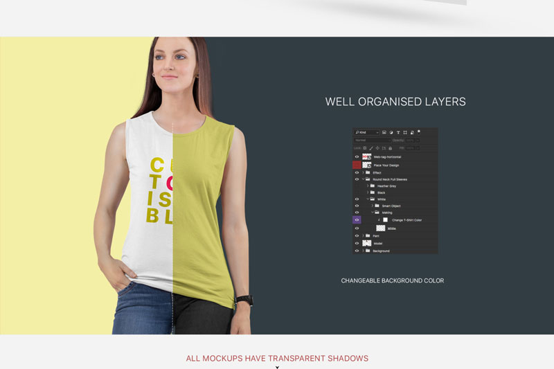 Women2527s Sleeveless Shirt Mockup Set 3