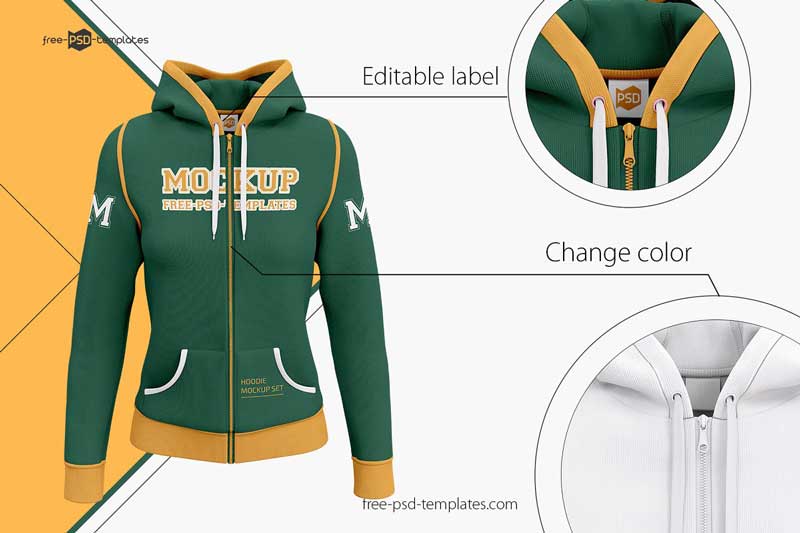 Womens Full-Zip Hoodie MockUp Set 3842809 Womens Full-Zip Hoodie MockUp Set 3842809