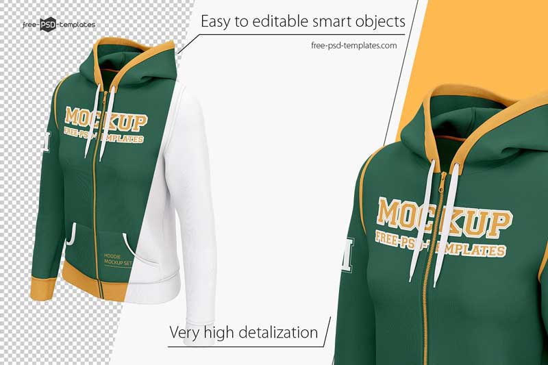 Womens Full-Zip Hoodie MockUp Set 3842809 Womens Full-Zip Hoodie MockUp Set 3842809