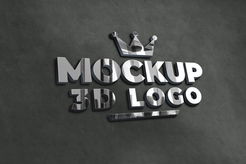 3D Silver Chrome Logo Mockup Premium Psd