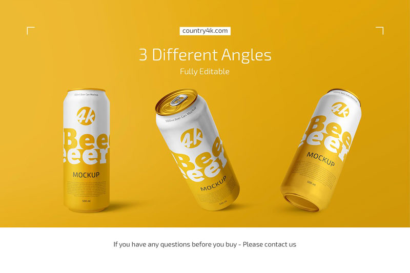 500ml Beer Can Mockup Set 4644043