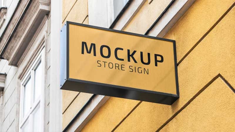 Black Rectangular Store Logo Sign Mockup 6463765