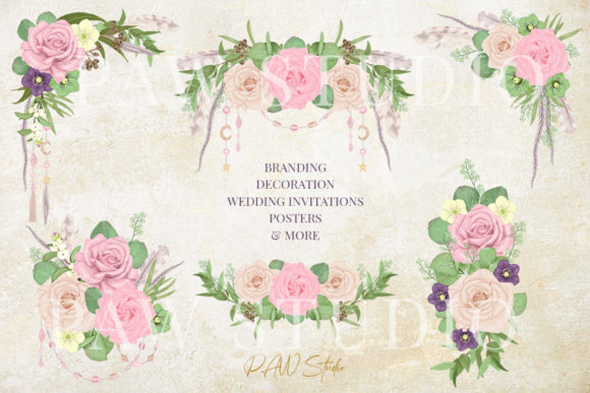 Boho Floral Frames Borders Wreath Clipar Graphics 3069225 3 580x387 1 1