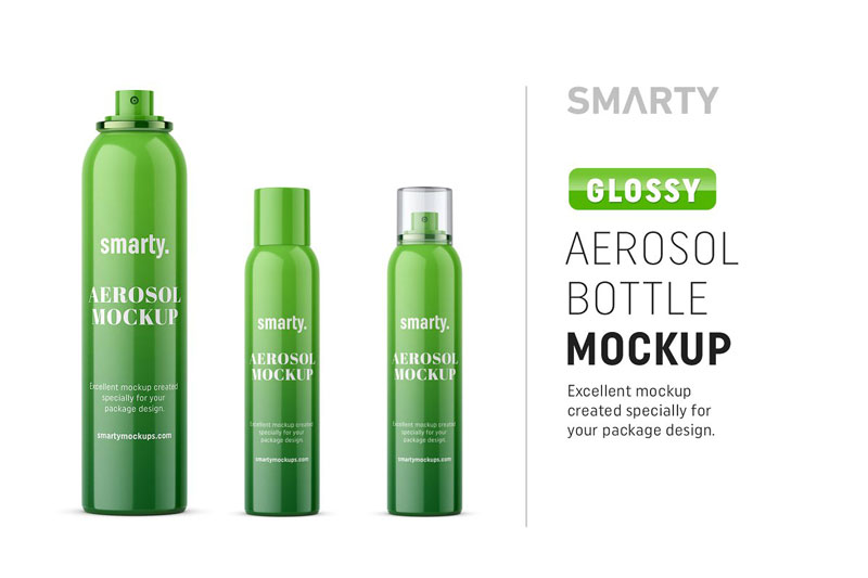 Glossy aerosol bottle mockup 4658939