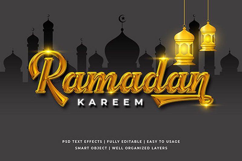 Golden Ramadan 3d Text Effect Mockup 3708111