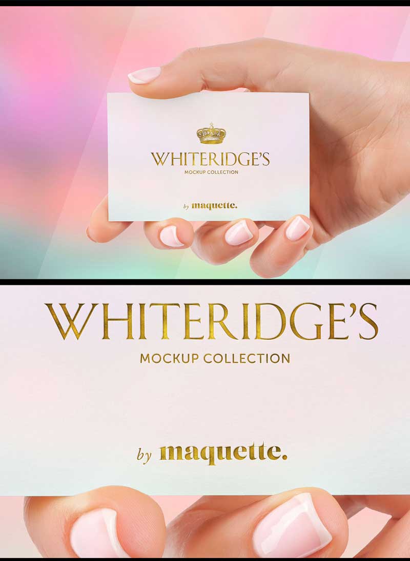 Hand with Gold Embossed Business Card Mockup 15 2