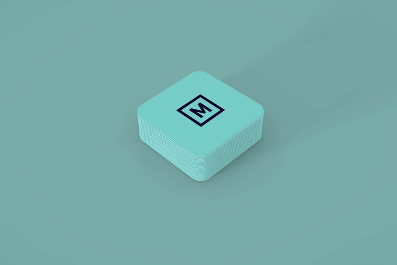 Rounded Square Business Card Pile Mockup