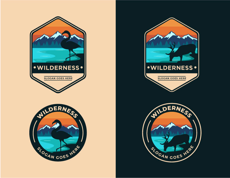Camping252C Mountain252C Nature Wild Badge Graphic Illustrations