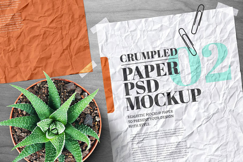 Crumpled Paper Mockup 4738816
