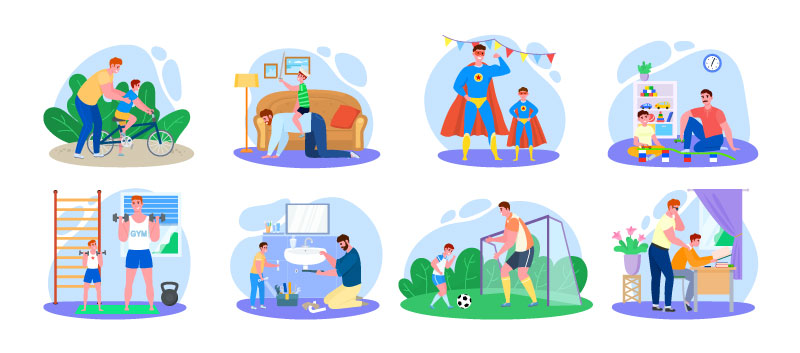 Flat Cartoon Illustration with People Flat Cartoon Illustration with People