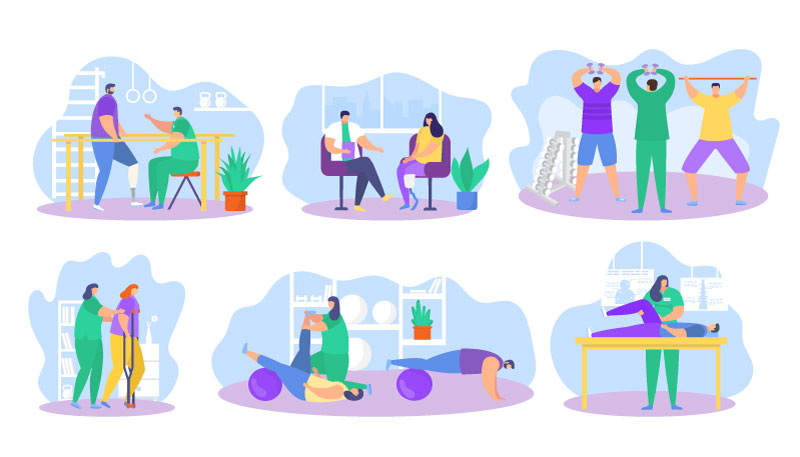 Flat Cartoon Illustration with People Flat Cartoon Illustration with People