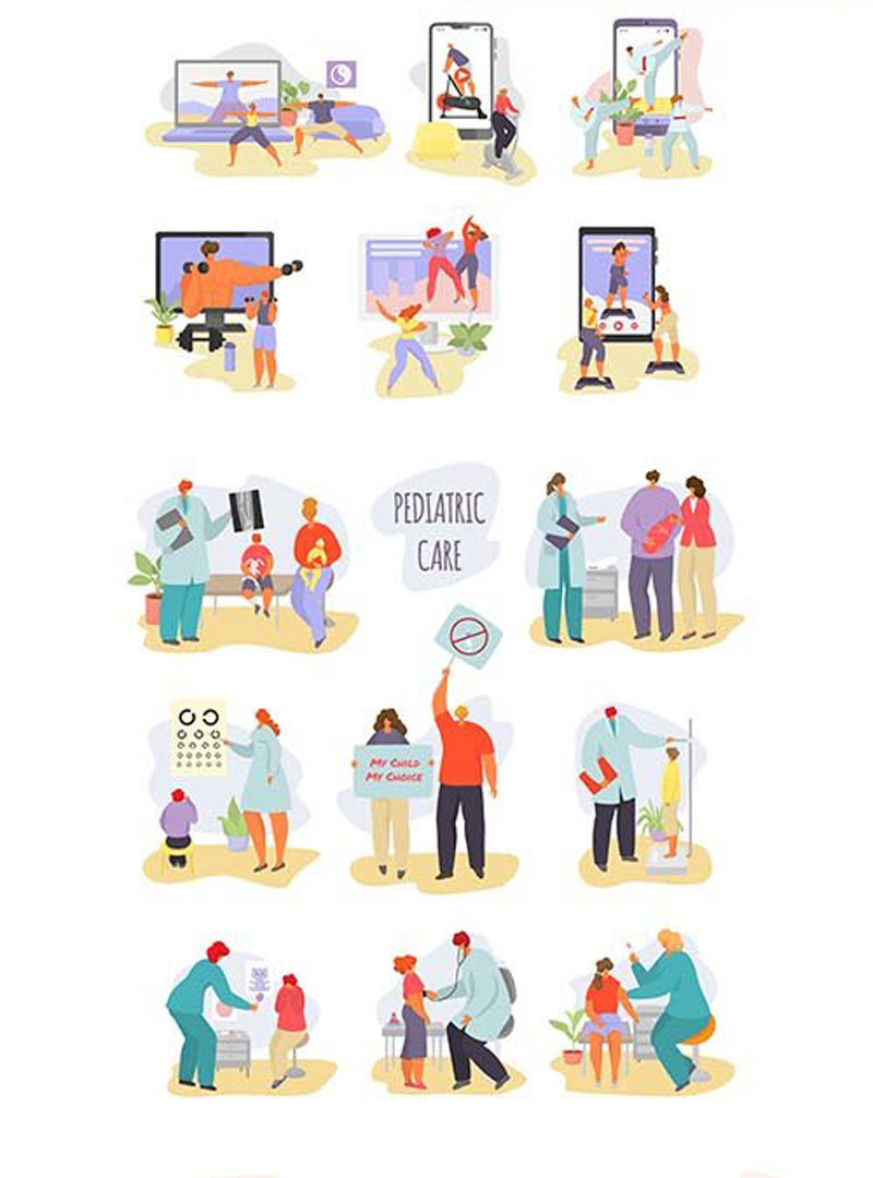 Flat Cartoon Illustration with People Flat Cartoon Illustration with People