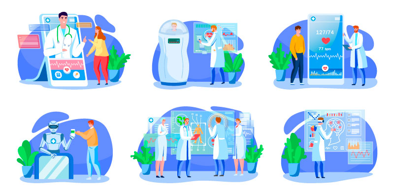 Flat Cartoon Illustration with People Flat Cartoon Illustration with People