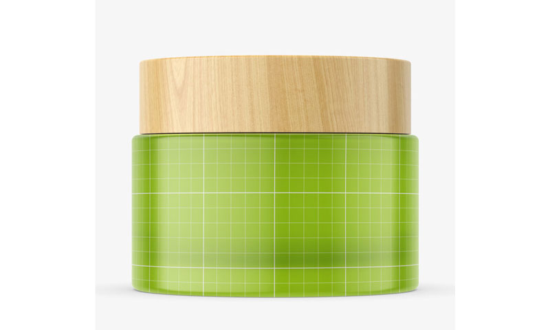 Frosted jar mockup with wooden cap 4708383