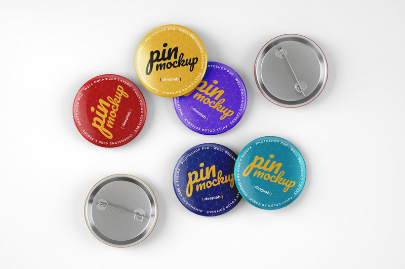Glossy Button Pin Mockup Set 4489316