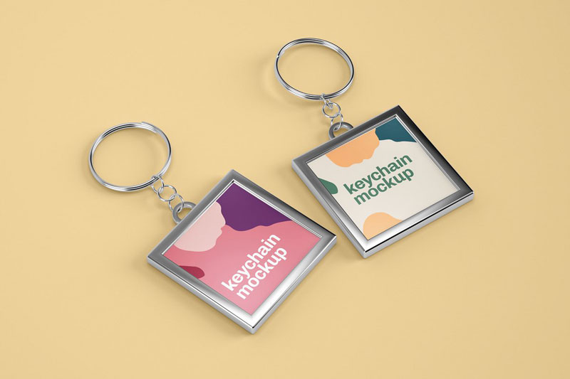 Silver & Card Keychain Mockup Set 4606587