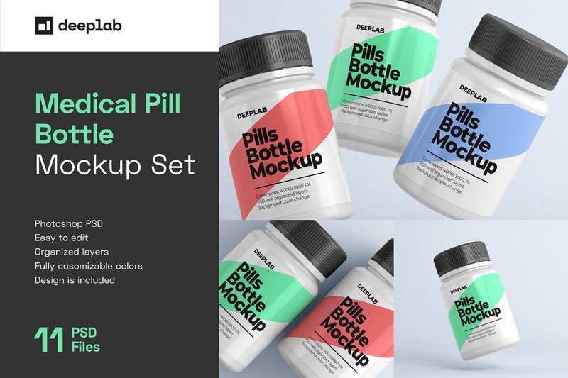 Medical Pill Bottle Mockup 11 set 4429056