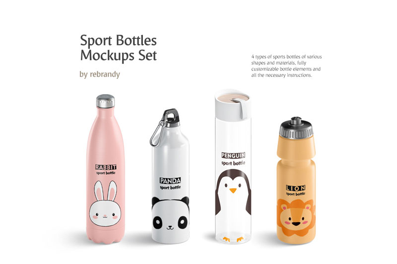 Sport Bottles Mockups Set