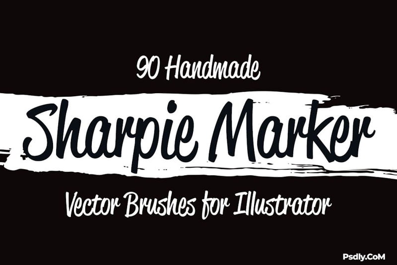 90 Sharpie Marker Vector Brushes 68559