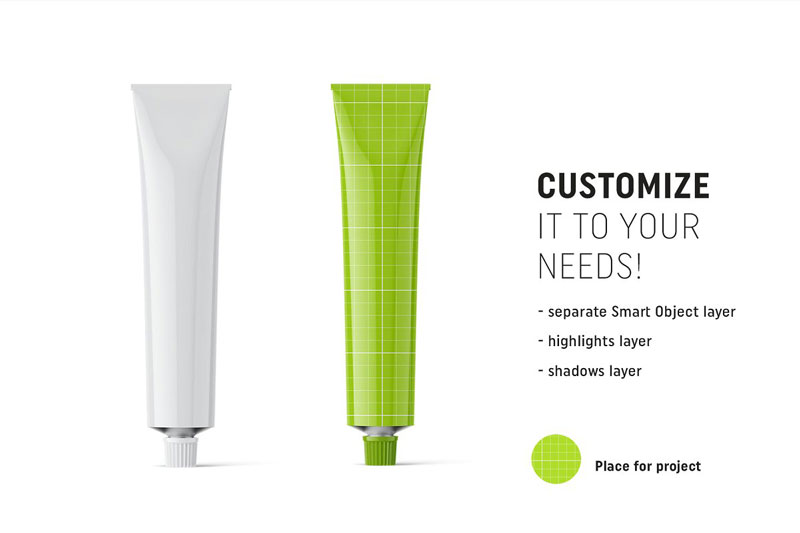 Metallic cosmetic tube mockup 4850651