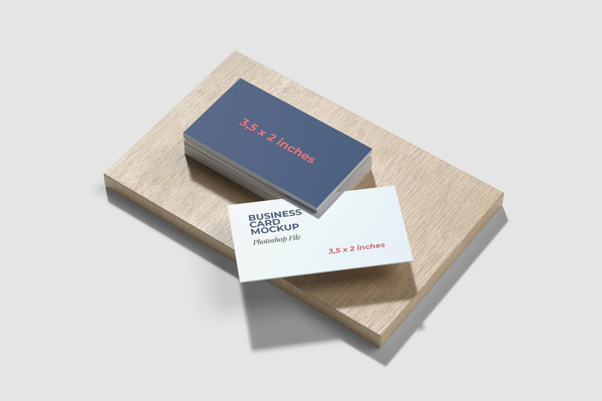 Business Card Mockup on the wood base