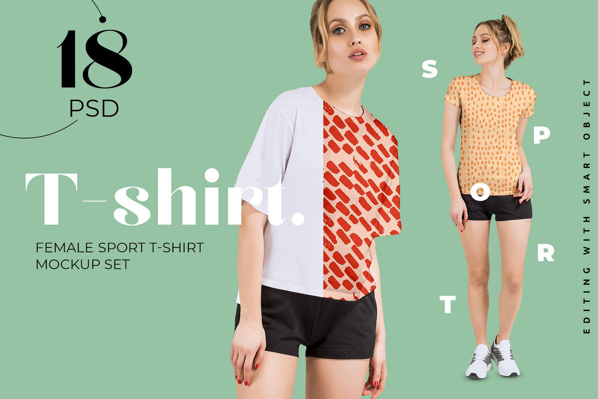 Female Sport T-shirt Mockups Set 4809123