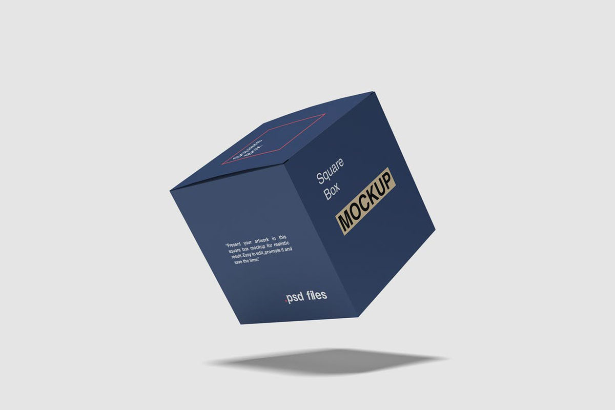 Flying Square Box Mockup