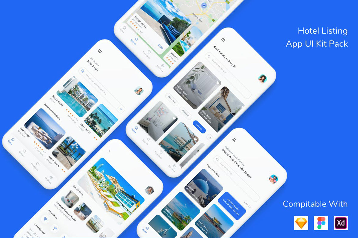 Hotel Listing App UI Kit Pack