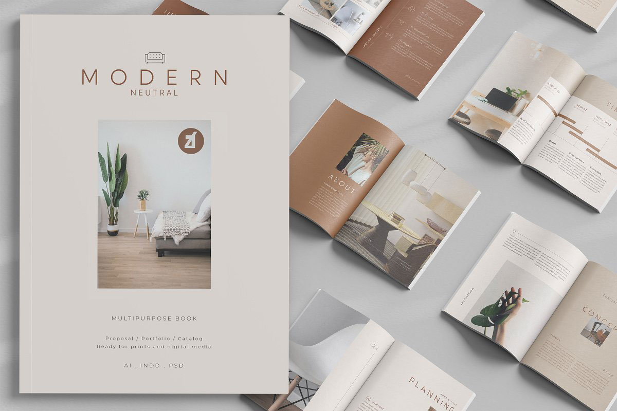 Modern neutral multi-purpose book 4981598