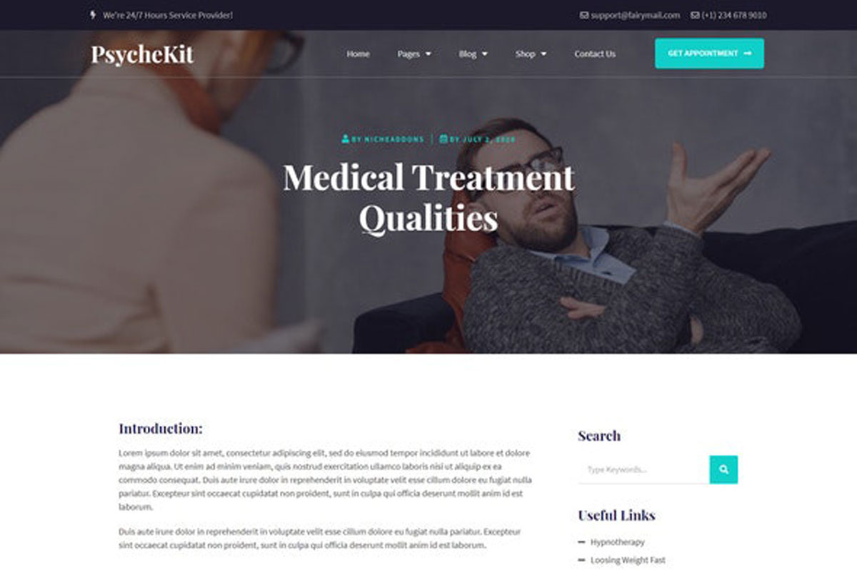 PsycheKit - Psychologist & Hypnotherapy Elementor Template Kit 27613274