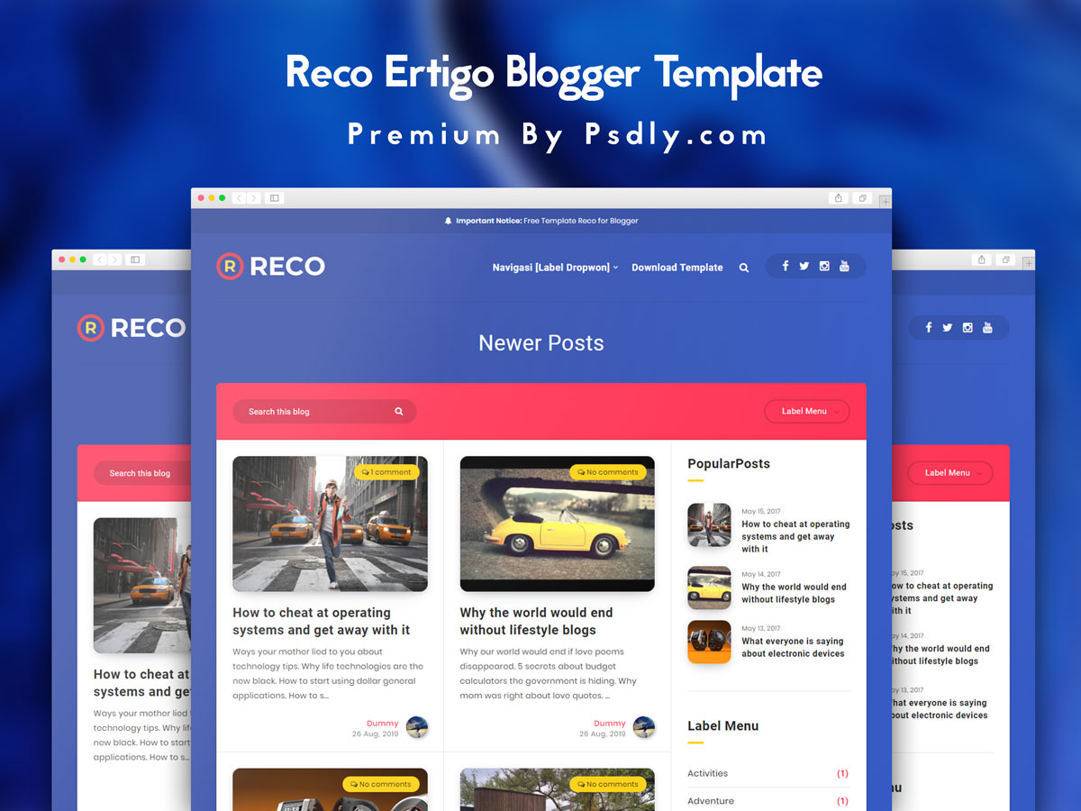 Reco Ertigo Blogger Template Premium Free