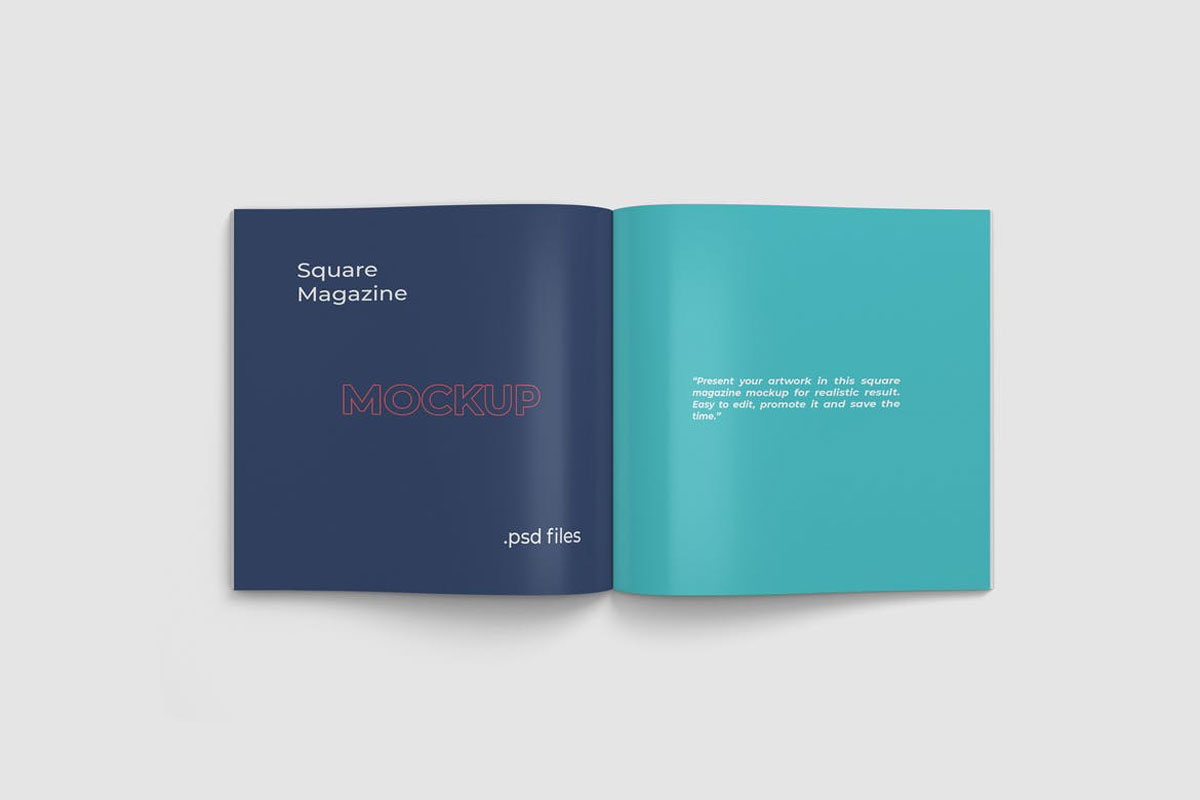 Square Magazine Mockup Top View