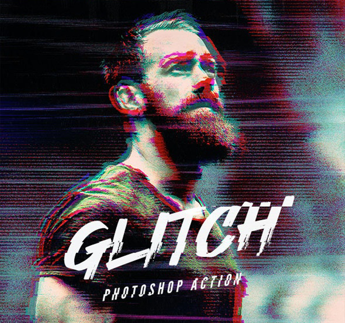 VHS Glitch Photoshop Action 26591925