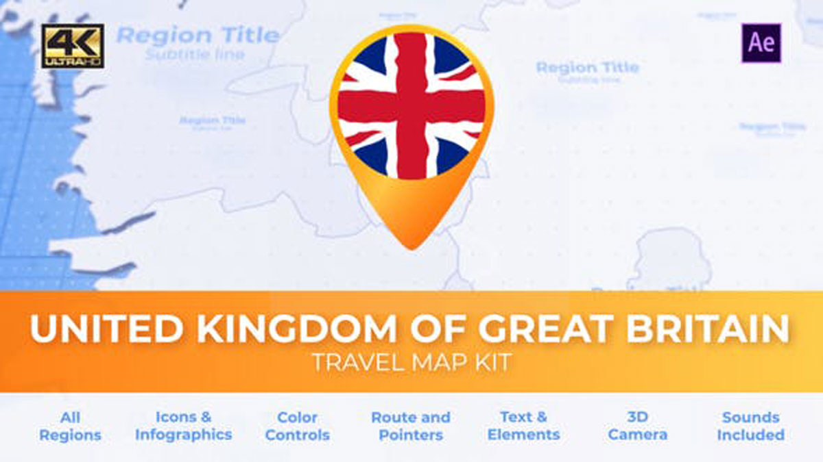 Videohive United Kingdom of Great Britain Map United Kingdom Travel Map 27803206