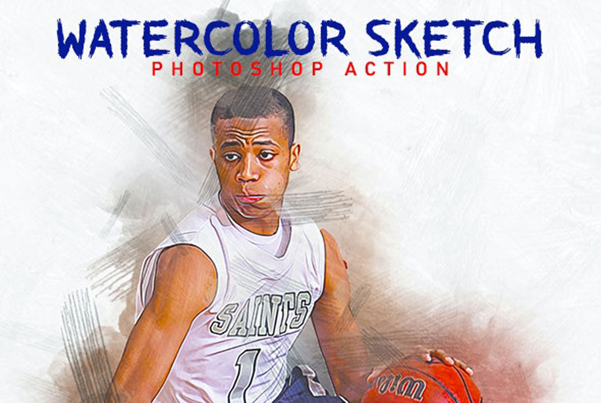Watercolor Sketch Photoshop Action 26436014