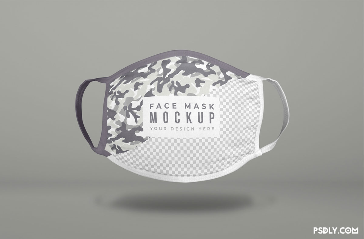 Floating Covid Face Mask Mockup Free Download