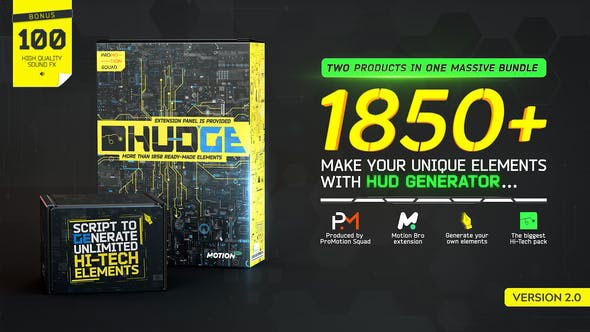 Videohive - HUDGE | Generator of Hi-Tech Elements | 1850+ UI HUD V2 - 26509230